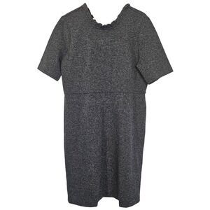 Ann Taylor Stretch‎ Tweed Gray Heathered Sheath Crew Neck Office Dress Size 18